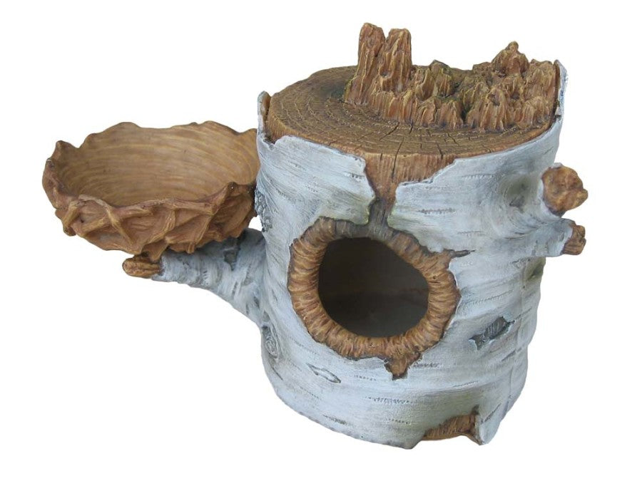 Sleepy Hollows Birch Den Lodge Terrarium Ornament with Feeder